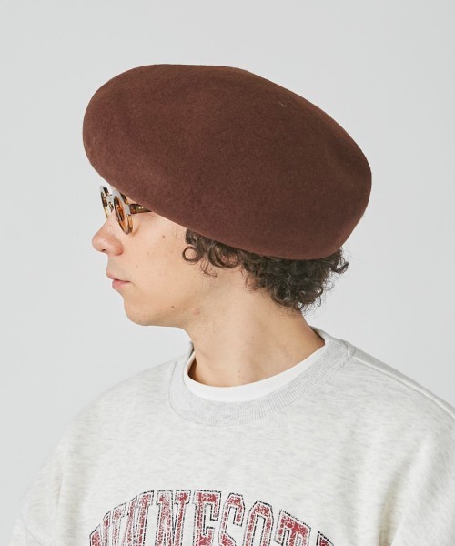 OVERRIDE(オーバーライド)の「OVERRIDE KNIT FELT OBAN BERET(ハンチング/ベレー帽・メンズ・グレー/ブラウン/ブラック/イエロー・58cm)」の17枚目の写真