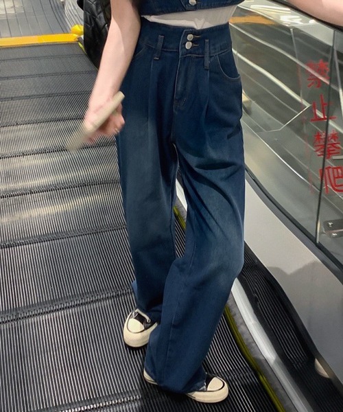 Cham.(チャム)の「デニムワイドパンツ(デニムパンツ・レディース・ブルー・F)」の5枚目の写真