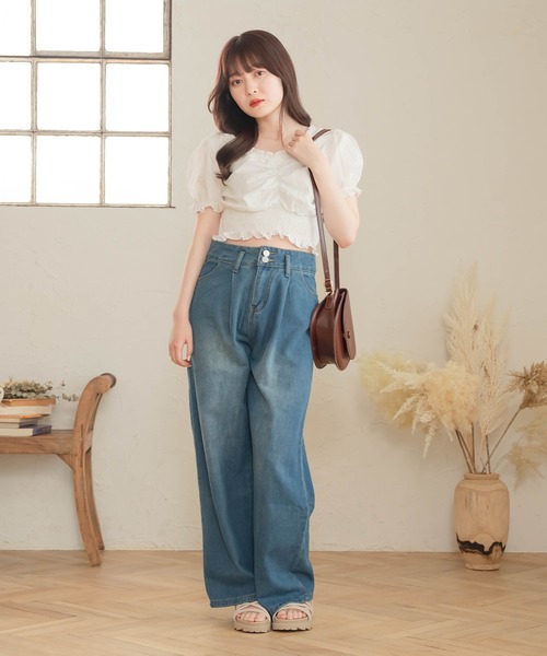 Cham.(チャム)の「デニムワイドパンツ(デニムパンツ・レディース・ブルー・F)」の15枚目の写真