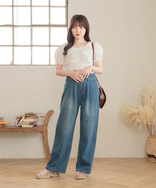 Cham.(チャム)の「デニムワイドパンツ(デニムパンツ・レディース・ブルー・F)」の12枚目の写真