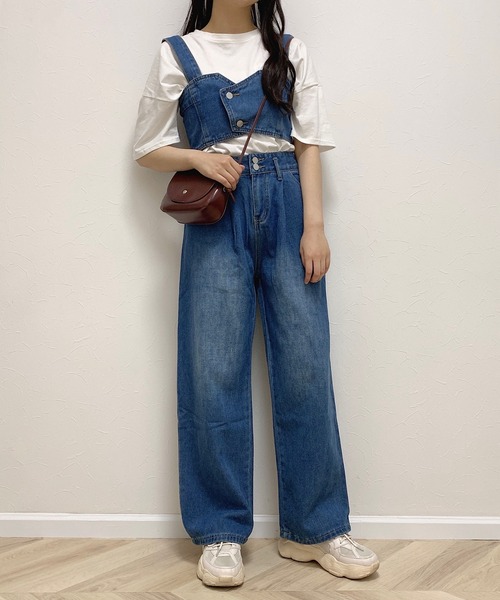 Cham.(チャム)の「デニムワイドパンツ(デニムパンツ・レディース・ブルー・F)」の8枚目の写真