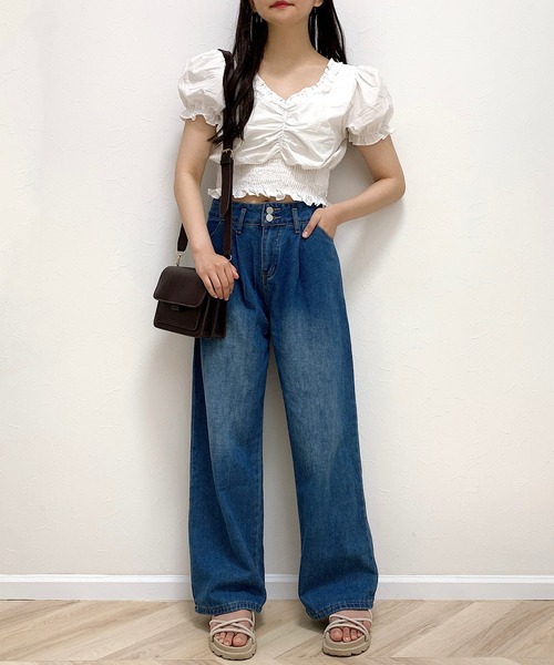 Cham.(チャム)の「デニムワイドパンツ(デニムパンツ・レディース・ブルー・F)」の11枚目の写真