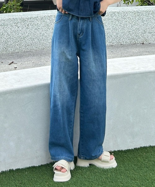 Cham.(チャム)の「デニムワイドパンツ(デニムパンツ・レディース・ブルー・F)」の21枚目の写真