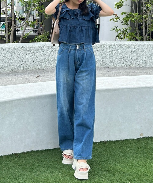 Cham.(チャム)の「デニムワイドパンツ(デニムパンツ・レディース・ブルー・F)」の22枚目の写真