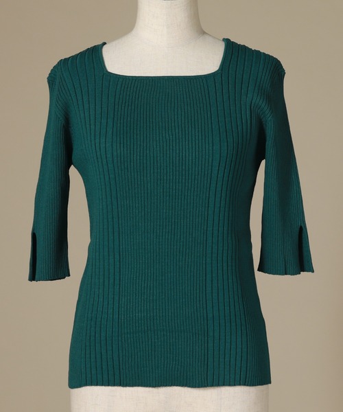 Cheek（チーク）の「スクエアリブニットプルオーバー（ニット/セーター・レディース・ベージュ/ネイビー/レッド/グリーン・MEDIUM）」の13枚目の写真