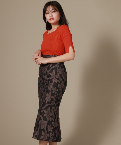 Cheek（チーク）の「スクエアリブニットプルオーバー（ニット/セーター・レディース・ベージュ/ネイビー/レッド/グリーン・MEDIUM）」の7枚目の写真