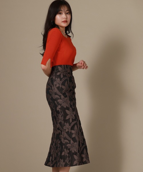 Cheek（チーク）の「スクエアリブニットプルオーバー（ニット/セーター・レディース・ベージュ/ネイビー/レッド/グリーン・MEDIUM）」の8枚目の写真