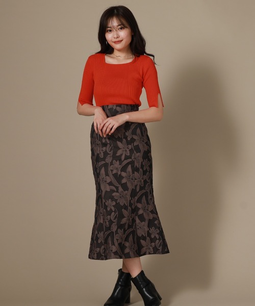 Cheek（チーク）の「スクエアリブニットプルオーバー（ニット/セーター・レディース・ベージュ/ネイビー/レッド/グリーン・MEDIUM）」の9枚目の写真