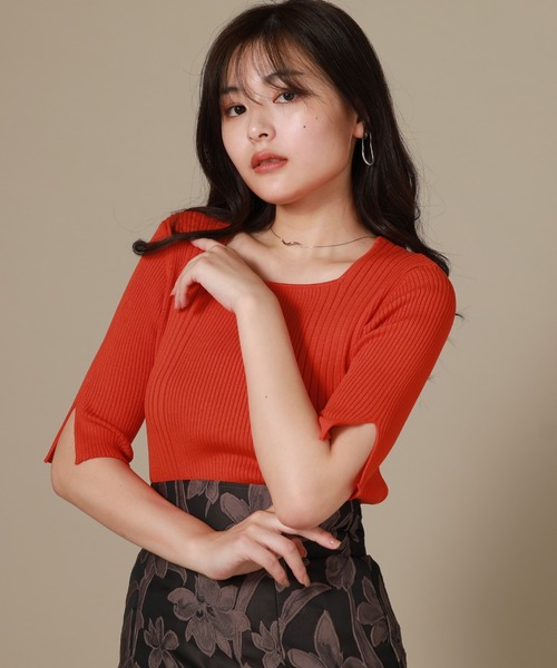 Cheek（チーク）の「スクエアリブニットプルオーバー（ニット/セーター・レディース・ベージュ/ネイビー/レッド/グリーン・MEDIUM）」の11枚目の写真