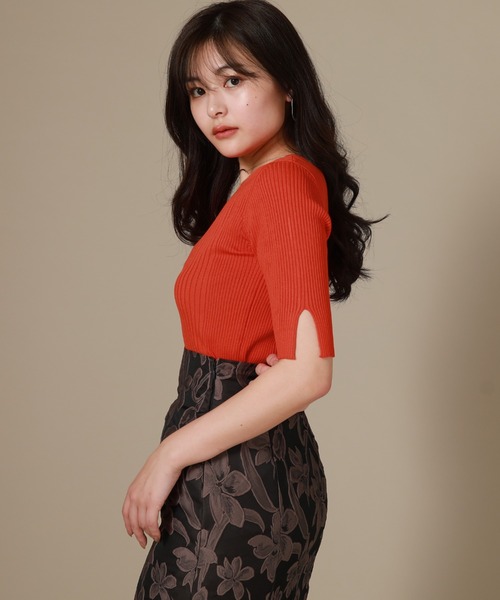 Cheek（チーク）の「スクエアリブニットプルオーバー（ニット/セーター・レディース・ベージュ/ネイビー/レッド/グリーン・MEDIUM）」の12枚目の写真