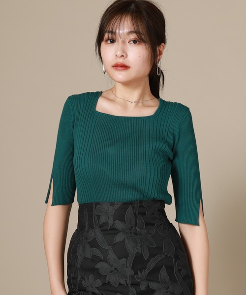 Cheek（チーク）の「スクエアリブニットプルオーバー（ニット/セーター・レディース・ベージュ/ネイビー/レッド/グリーン・MEDIUM）」の20枚目の写真