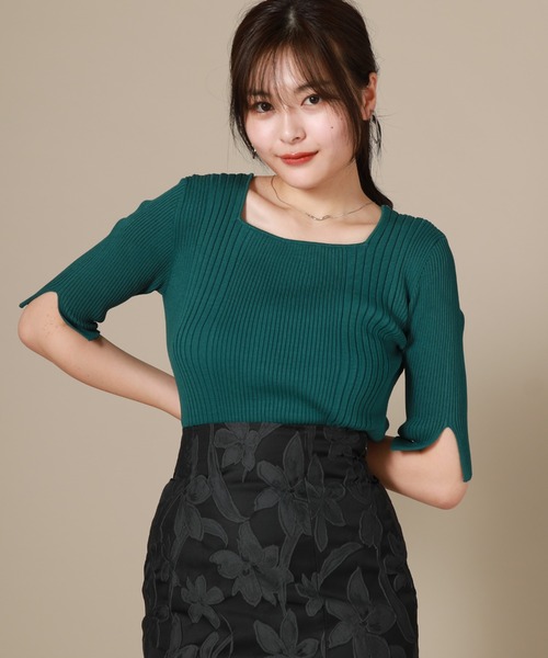 Cheek（チーク）の「スクエアリブニットプルオーバー（ニット/セーター・レディース・ベージュ/ネイビー/レッド/グリーン・MEDIUM）」の21枚目の写真