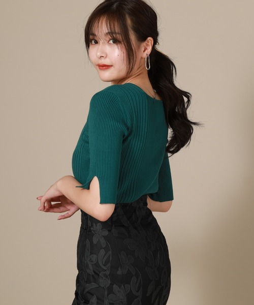 Cheek（チーク）の「スクエアリブニットプルオーバー（ニット/セーター・レディース・ベージュ/ネイビー/レッド/グリーン・MEDIUM）」の22枚目の写真