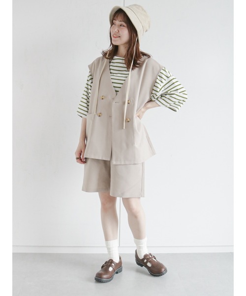 ehka sopo（エヘカソポ）の「ビッグバスクボーダープルオーバー（Tシャツ/カットソー・レディース・ボルドー/グリーン/オレンジ・ﾌﾘ-）」の16枚目の写真