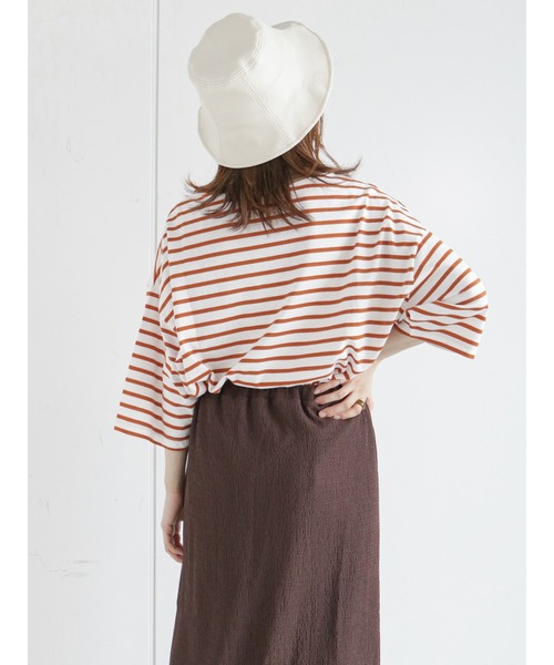 ehka sopo（エヘカソポ）の「ビッグバスクボーダープルオーバー（Tシャツ/カットソー・レディース・ボルドー/グリーン/オレンジ・ﾌﾘ-）」の17枚目の写真