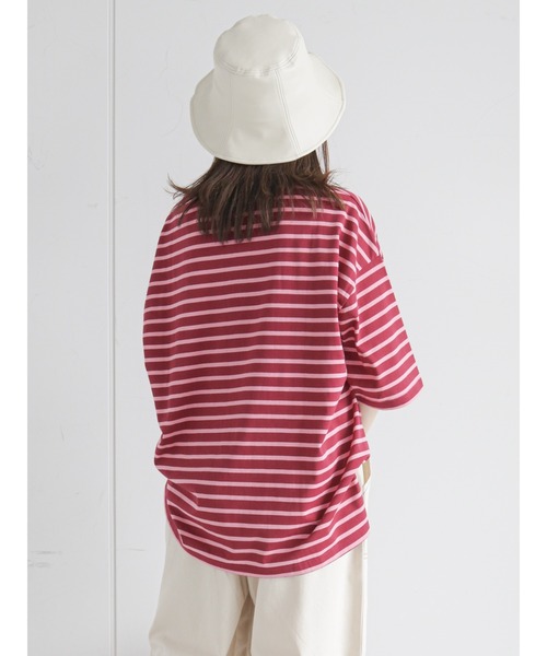 ehka sopo（エヘカソポ）の「ビッグバスクボーダープルオーバー（Tシャツ/カットソー・レディース・ボルドー/グリーン/オレンジ・ﾌﾘ-）」の12枚目の写真