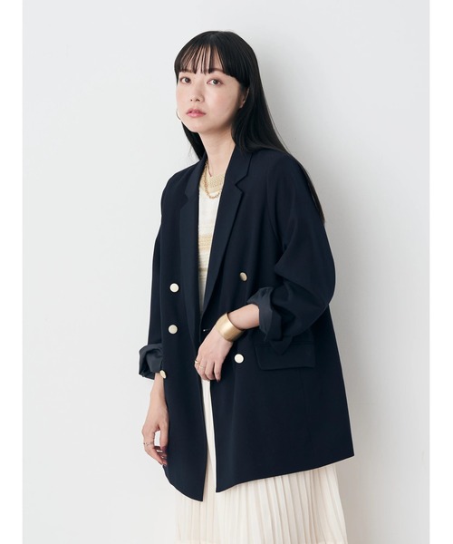 earth music&ecology（アースミュージックアンドエコロジー）の「テーラードジャケット（テーラードジャケット・レディース・ネイビー/チェック・M/L）」の4枚目の写真