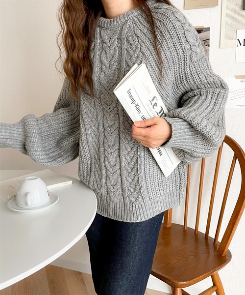 Java(ジャバ)の「《JaVaジャバ コラボ》冬の即戦力。2wayミックスカラー糸アンゴラタッチケーブル編みニットプルオーバー(ニット/セーター・レディース・ブラック/グレー/グリーン/アイボリー/モカ・SMALL/MEDIUM/LARGE/X-LARGE)」の15枚目の写真