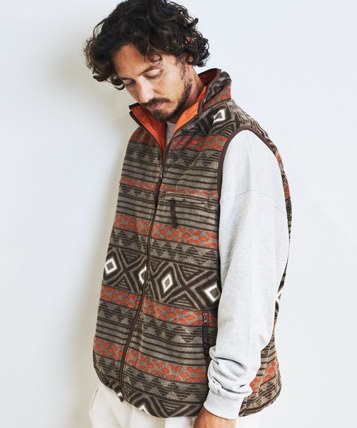 COMMON WARE（コモンウェアー）の「COMMONWARE:OUTDOOR FLEESE STAND VEST/フリース リバーシブル スタンドベスト（ベスト・メンズ・モカ/グリーン/ブラック/オートミール・L/M）」の16枚目の写真