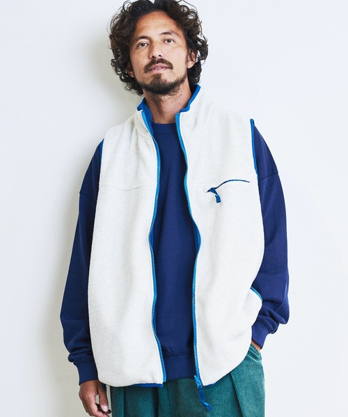 COMMON WARE（コモンウェアー）の「COMMONWARE:OUTDOOR FLEESE STAND VEST/フリース リバーシブル スタンドベスト（ベスト・メンズ・モカ/グリーン/ブラック/オートミール・L/M）」の20枚目の写真