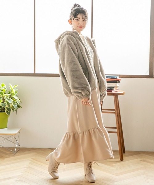 repipi armario（レピピ アルマリオ）の「モコモコファーフーディー（その他アウター・キッズ・オリーブ/ピンク/モカ/ナチュラル・SMALL/MEDIUM/LARGE）」の12枚目の写真