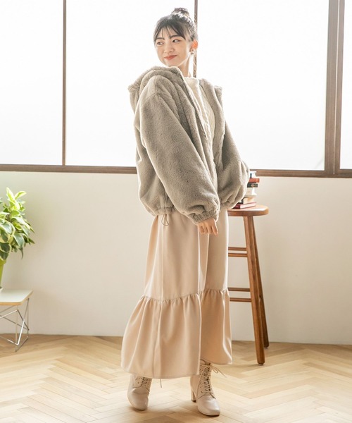 repipi armario（レピピ アルマリオ）の「モコモコファーフーディー（その他アウター・キッズ・オリーブ/ピンク/モカ/ナチュラル・SMALL/MEDIUM/LARGE）」の15枚目の写真