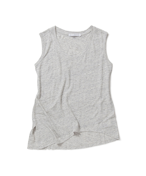 Demi-Luxe BEAMS(デミルクス ビームス)の「ALTERNATIVE / リネン アシンメトリー キャップスリーブ(Tシャツ/カットソー・レディース・グレー/ブルー・SMALL/MEDIUM)」の2枚目の写真