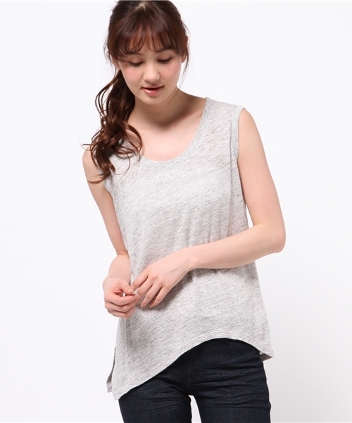 Demi-Luxe BEAMS(デミルクス ビームス)の「ALTERNATIVE / リネン アシンメトリー キャップスリーブ(Tシャツ/カットソー・レディース・グレー/ブルー・SMALL/MEDIUM)」の15枚目の写真
