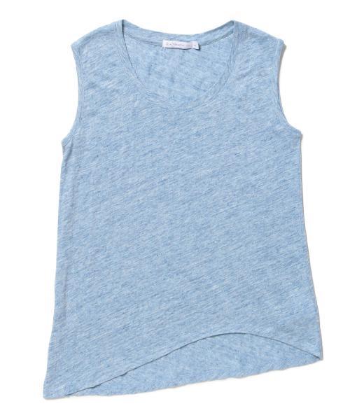 Demi-Luxe BEAMS(デミルクス ビームス)の「ALTERNATIVE / リネン アシンメトリー キャップスリーブ(Tシャツ/カットソー・レディース・グレー/ブルー・SMALL/MEDIUM)」の10枚目の写真