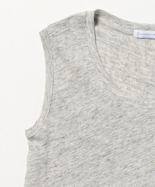 Demi-Luxe BEAMS(デミルクス ビームス)の「ALTERNATIVE / リネン アシンメトリー キャップスリーブ(Tシャツ/カットソー・レディース・グレー/ブルー・SMALL/MEDIUM)」の4枚目の写真