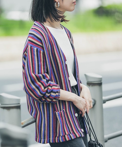 PERVERZE カーディガン モヘア マルチストライプ 最低 価格ファッション - PERVERZE カーディガン モヘア マルチストライプ