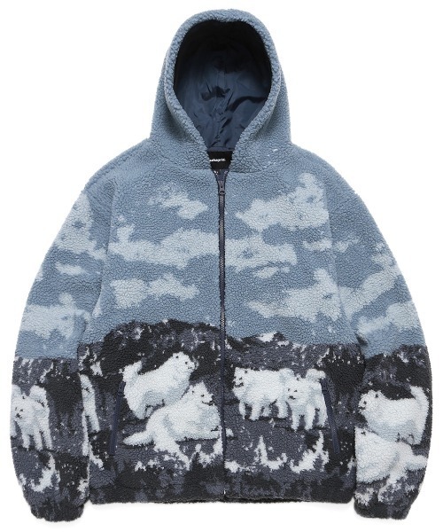 MAHAGRID（マハグリッド）の「『mahagrid/マハグリッド』SAMOYED BOA FLEECE JACKET/サモエードボアフリース JKT（ダウンジャケット/コート・メンズ・ライトブルー/ベージュ・M/L）」の2枚目の写真