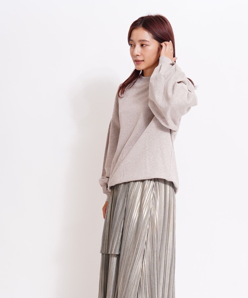 GIORDANO（ジョルダーノ）の「[ GIORDANO ]モックネック裏毛スウェット（スウェット・レディース・ホワイト/カーキ・MEDIUM/LARGE）」の11枚目の写真