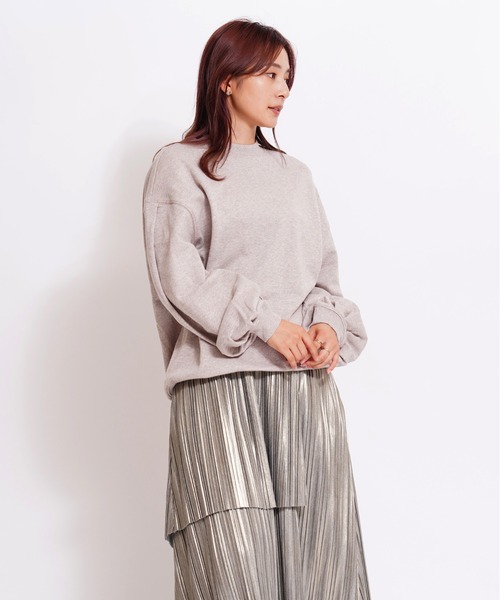 GIORDANO（ジョルダーノ）の「[ GIORDANO ]モックネック裏毛スウェット（スウェット・レディース・ホワイト/カーキ・MEDIUM/LARGE）」の12枚目の写真