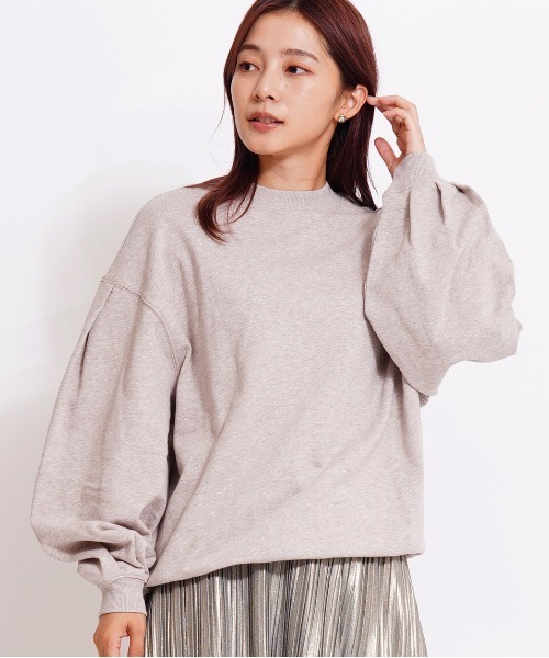 GIORDANO（ジョルダーノ）の「[ GIORDANO ]モックネック裏毛スウェット（スウェット・レディース・ホワイト/カーキ・MEDIUM/LARGE）」の10枚目の写真