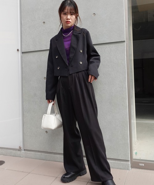 CORNERS（コーナーズ）の「ダブルブレストジャケット（テーラードジャケット・レディース・キャメル/ブラック・M）」の3枚目の写真