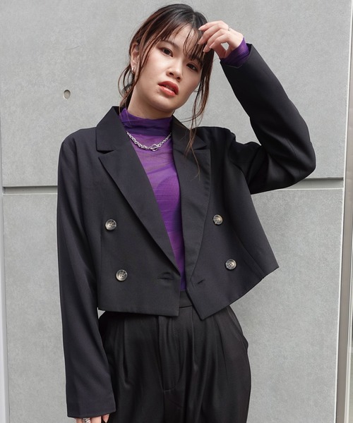 CORNERS（コーナーズ）の「ダブルブレストジャケット（テーラードジャケット・レディース・キャメル/ブラック・M）」の9枚目の写真