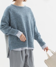 ロングモヘアバイカラーセーター