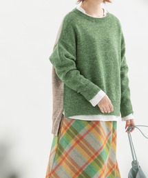 ロングモヘアバイカラーセーター