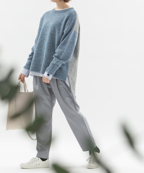 nop de nod(ノップドゥノッド)の「ロングモヘアバイカラーセーター(ニット/セーター・レディース・ブルー/グリーン/モカ・3)」の18枚目の写真