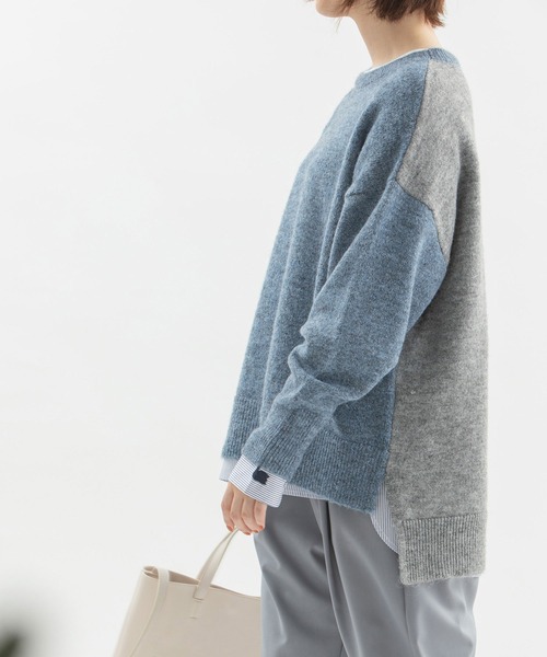 nop de nod(ノップドゥノッド)の「ロングモヘアバイカラーセーター(ニット/セーター・レディース・ブルー/グリーン/モカ・3)」の21枚目の写真