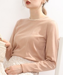 couture brooch | 【新色追加！９色展開/１枚でスタイルが決まる、キレイめニット】フェイクパールネックニット(ニット/セーター)