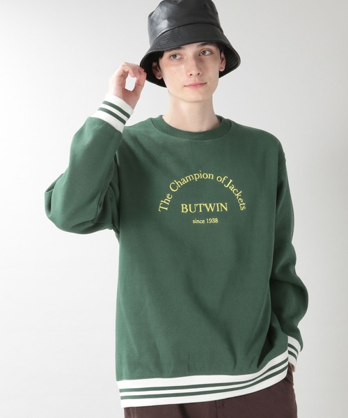 BUTWIN(バトウィン)の「【BUTWIN】裏起毛プリントスウェットクルー(スウェット・メンズ・グリーン/ワインレッド/ネイビー・FREE)」の2枚目の写真