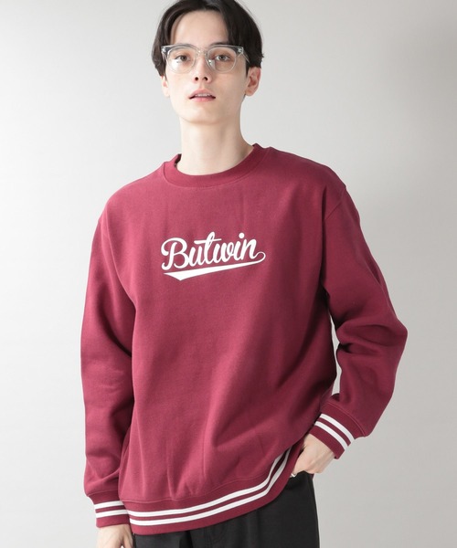 BUTWIN(バトウィン)の「【BUTWIN】裏起毛プリントスウェットクルー(スウェット・メンズ・グリーン/ワインレッド/ネイビー・FREE)」の1枚目の写真