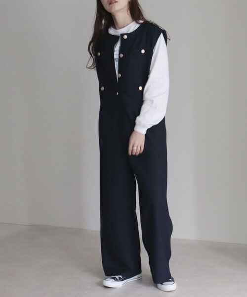 fredy emue（フレディエミュ）の「ジャケットデザインオールインワン（つなぎ/オールインワン・レディース・グレー/ネイビー・38）」の13枚目の写真