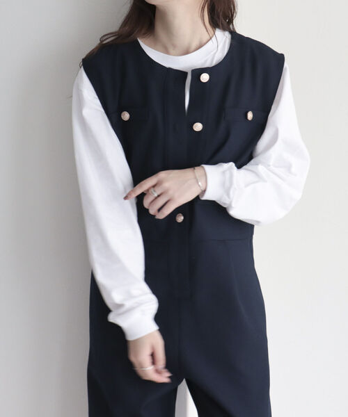 fredy emue（フレディエミュ）の「ジャケットデザインオールインワン（つなぎ/オールインワン・レディース・グレー/ネイビー・38）」の21枚目の写真