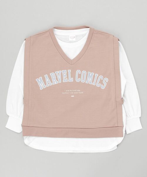 MARVEL(マーベル)の「マーベル MARVEL ベスト付ロングTシャツ(Tシャツ/カットソー・キッズ・ブラウン/カーキ・160cm/140cm/130cm)」の1枚目の写真