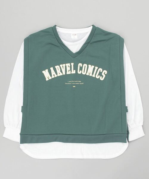 MARVEL(マーベル)の「マーベル MARVEL ベスト付ロングTシャツ(Tシャツ/カットソー・キッズ・ブラウン/カーキ・160cm/140cm/130cm)」の2枚目の写真