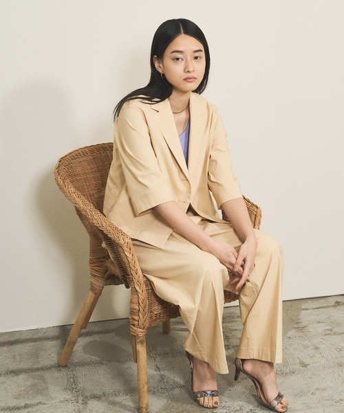 audrey and john wad(オードリーアンドジョンワッド)の「ハイウエストワイドタックパンツ -手洗い可-(その他パンツ・レディース・グレイッシュベージュ/サックスブルー/ブラック/ピンク/イエロー・S/M)」の7枚目の写真