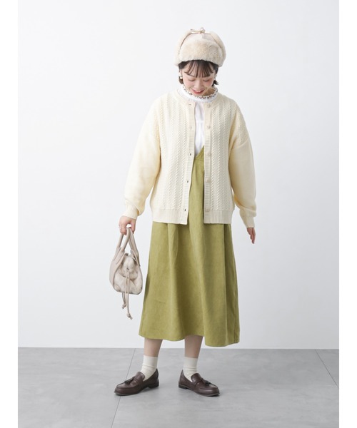 ehka sopo（エヘカソポ）の「波ストライプクルーカーディガン（カーディガン/ボレロ・レディース・モカ/キナリ/グリーン/ブラック・ﾌﾘ-）」の7枚目の写真